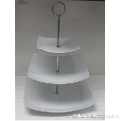 White Porcelain 3PCS Serve Dishes with Stand Set (WP12746)